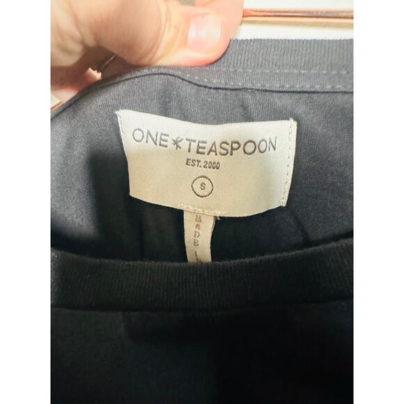 ONE TEASPOON Black Stone Organic Love Crewneck Short Sleeve T-Shirt NWT Size S - Picture 7 of 10